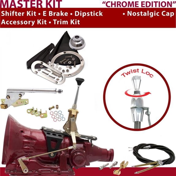 American Shifter 2004R Shifter Kit 6 in. E Brake Cable Trim Kit Dipstick for D4BFF