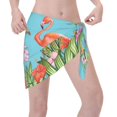 thumbnail image 3 of Geaub Tropical Jungle Flamingo Women's Short Wrap Skirt, Beach Sun Protection Shawl, Swimsuit Bra, Swimwear Tunic, 3 of 7