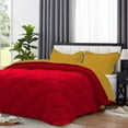 thumbnail image 3 of D.N.G. BEDDINGS 3 Piece Luxury Reversible Diamond Pattern Comforter Set Premium Super Soft, All Season 800 TC, 100% Egyptian Cotton King/California King Size Gold/Red Solid Color, 3 of 7