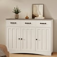 thumbnail image 4 of Kitchen Dining Room Sideboard Buffet Cabinet 42.5" - Farmhouse Wood Storage with 3 Drawers, Barn Doors & Adjustable Shelf Grey, 4 of 5