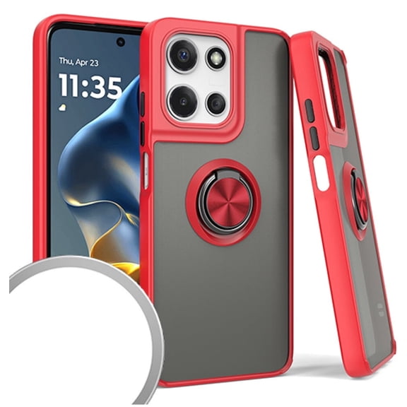 For Motorola Moto G Power 5G 2025 XT2515V O-Ring Kickstand Cover Phone Case - Red