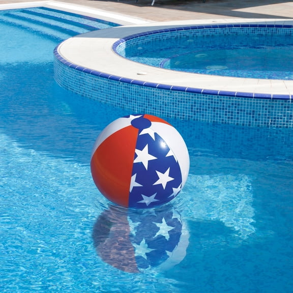 Swim Central Inflatable Patriotic Stars and Stripes Beach Ball - 22"