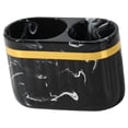 thumbnail image 2 of Organizador de resina para cepillos de dientes con borde dorado, dos compartimentos, elegante baño Negro, 2 of 8