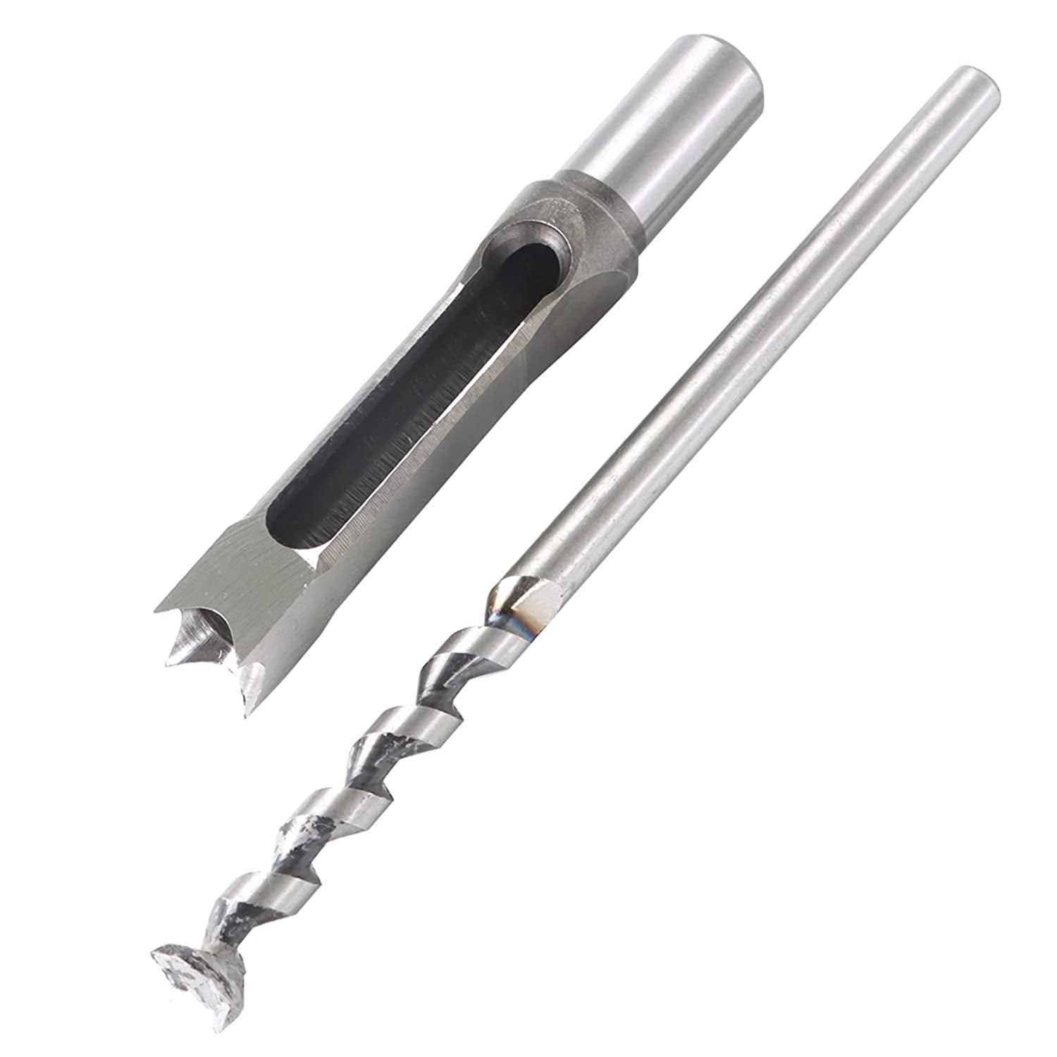 6Pcs Square Hole Drill Bit HSS Square Hole Saw Mortise Chisel Drill Bit Tools Wood Mortising Chisel Set, Sizes 1/4, 5/16, 3/8, 1/2, 9/16, 5/8 Inch