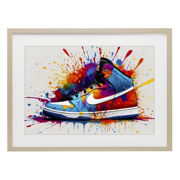 Stupell Industries Eclectic Centric Sneaker Splash Birch Framed Print Under Glass, 23 x 17, by Creative Studio