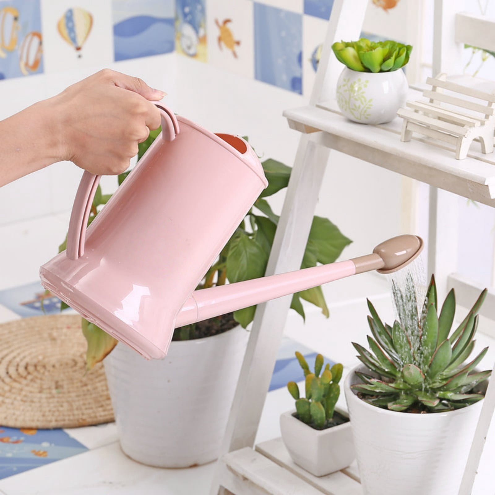 Multi‑Purpose Garden Watering Can 16.5in Lightweight Easy‑Pour Plant Water Pot Ergonomic Indoor Outdoor Flower Waterer for Home Balcony Patio Gardening Green