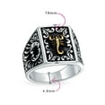 thumbnail image 4 of Bling Jewelry Mens Large Zodiac Scorpion Signet Statement Ring Two Tone Brass Patina Silver, 4 of 6