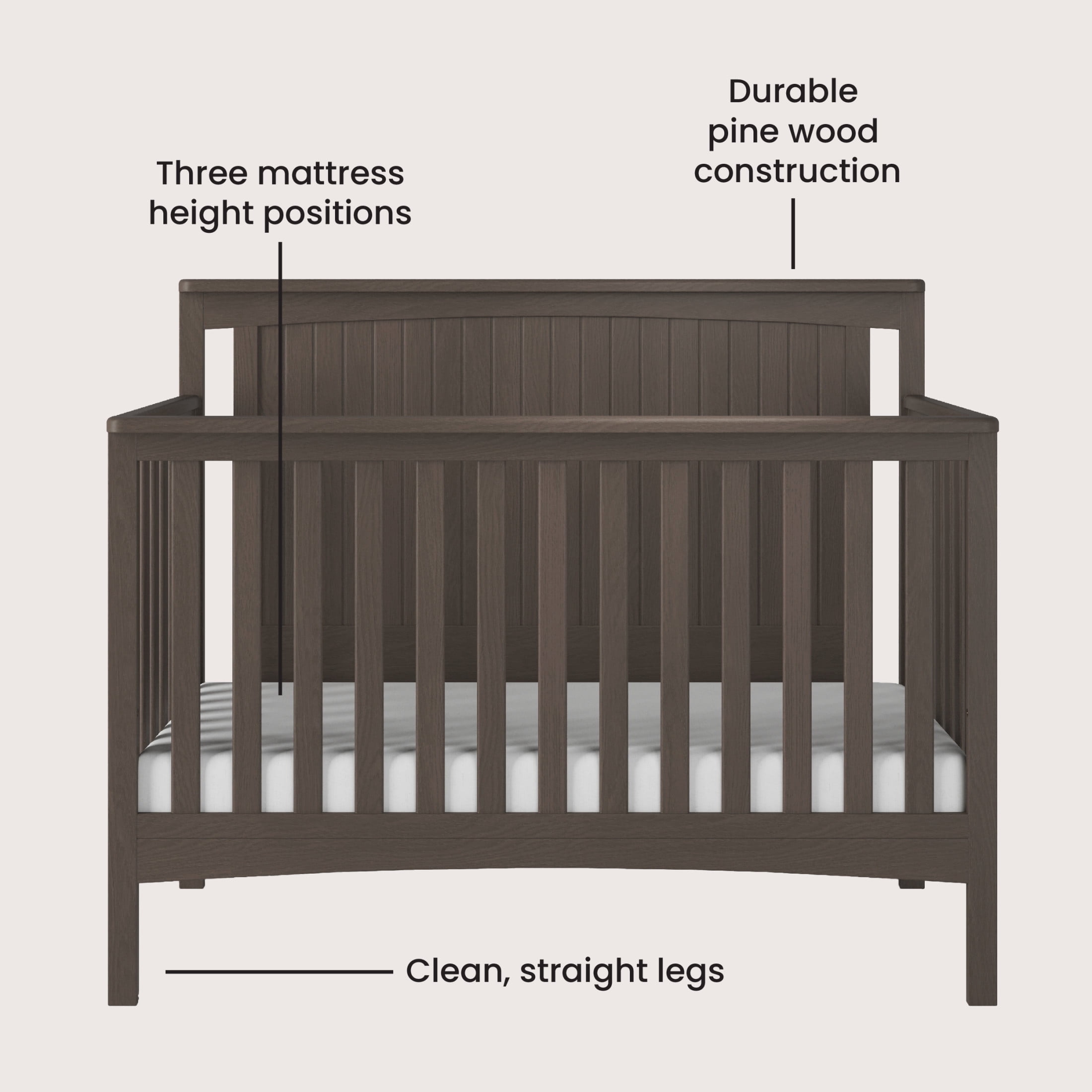 Child Craft Scout Crib, Dresser and Glider Nursery Set, 4-in-1 Convertible Crib with Rocker, Dapper Gray, 3-Piece