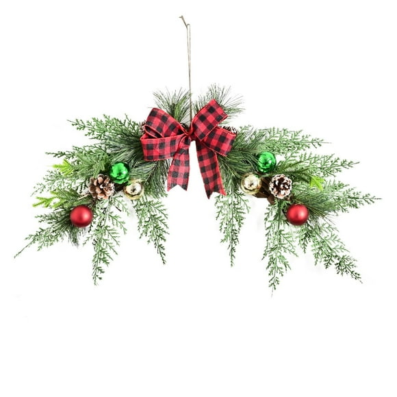 RYRDWP Clearance Décoration de Couronne Écossaise de Noël Feuille de Nœud Boule de Noël Décoration de Scène de Fête Décoration de Fenêtre Vert Taille Unique