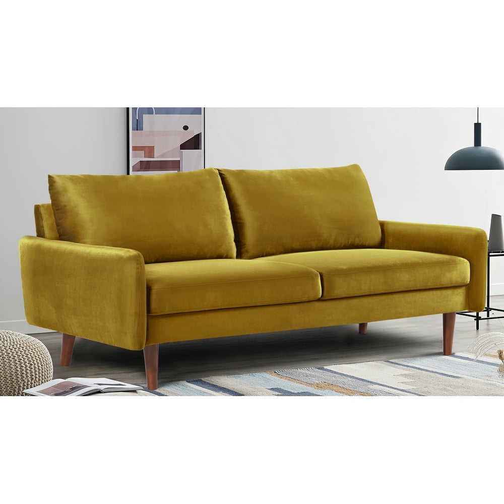US Pride Furniture Maryellen 70''W Velvet Sofa, Yellow