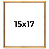 15x17 Frame Beaded Gold Solid Wood Picture Frame | 0.75 Inches Moulding Width | Liscio Oro