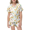 thumbnail image 5 of Girls Easter Pajamas Size 8 Bunny Print and Egg Print Shorts Home Pajamas Set Comfortable Buttons 2 Piece Satin Pajama Outfits Yellow,10-11Y, 5 of 5