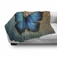 thumbnail image 3 of Beige Soft Flannel Fleece Throw Blanket, Butterfly Vintage British Grunge Victorian on Weathered Looking Background Spring, Cozy Plush for Indoor and Outdoor Use, 60" x 80", Multicolor, by Ambesonne, 3 of 6