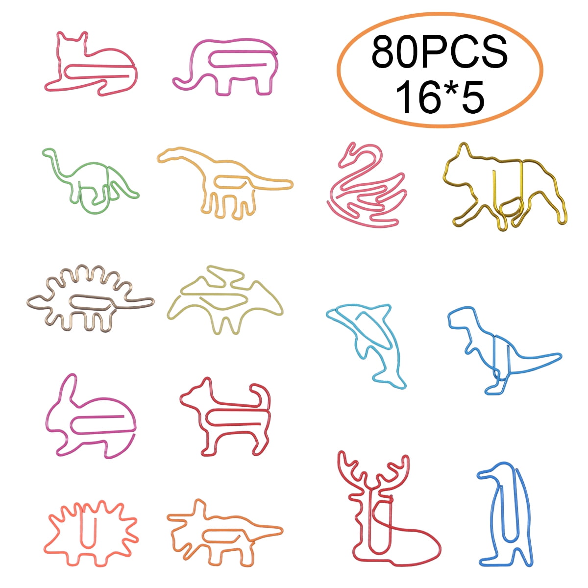 1/5Pcs Cute Animal Pattern Metal Paper Clip Pin Bookmark Book Memo School Office 