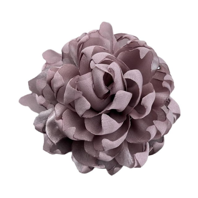 Broche de flores Boutonniere hecho a mano elegante gran ramillete de flores de camelia de satén morado claro