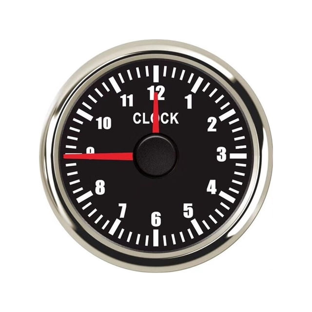Jauges d'Horloge Universelles 52mm Rétroéclairées Rouges pour Instrument Montre Mètres 9-32V 0-12 Heures pour Voiture Bateau Yacht, Facile à Calibrer