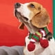 thumbnail image 4 of Bufanda navideña para perros, calentador de cuello tejido a rayas rojo, blanco y verde, 4 of 5