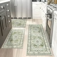 thumbnail image 4 of Findosom 3pcs Kitchen Rugs Set,Washable Boho Farmhouse Kitchen Mats for Floor,Non Slip Kitchen Floor Mat Carpet Runner Rugs for Entryway Hallway Laundry Home Decor 20"x32"+20"x32"+20"x47" Green, 4 of 8