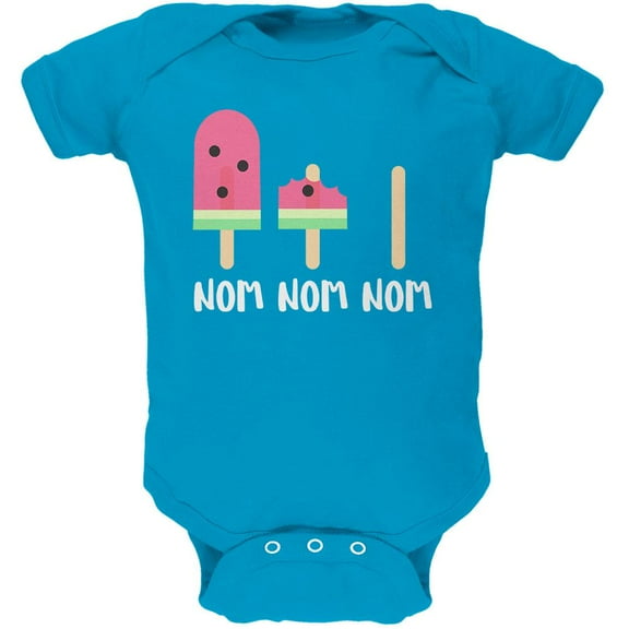 Summer Sun Ice Pop Watermelon Nom Nom Nom Soft Baby One Piece Turquoise 24 Month