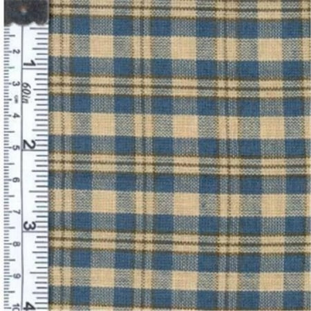 Textile Creations 1313 Rustic Woven Fabric, Small Plaid Blue, Khaki And Natural, 15 yd.