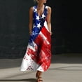 thumbnail image 2 of Fewfanhot 4th of July Women 250th Anniversary American Flag Maxi Dress, V-Neck Sleeveless Patriotic Star Stripe Long Dress with Pockets, Casual Summer Loose Fit Sundress, S-3XL, 2 of 8