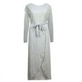 thumbnail image 3 of LSLJS Robe Décontractée pour Femmes à Col Rond, Taille Haute, Bandage, Couleur Unie, Fendue, Robe de Bal, 3 of 3