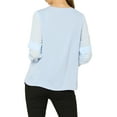 thumbnail image 4 of MODA NOVA Junior's Chiffon Shirt Long Sleeves Keyhole Neck Blouse Light Blue S, 4 of 7