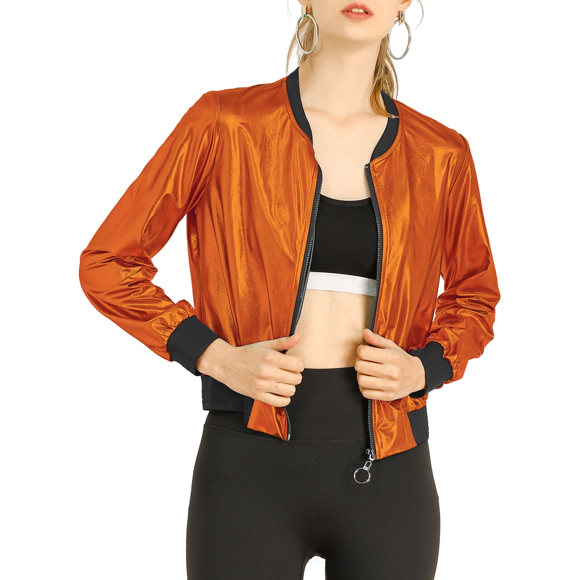 Orange bomber jacket womens outlet