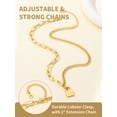 thumbnail image 6 of FindChic Handcuff Padlock Pendant Necklaces for Women 14K Gold Plated Stainless Steel Curb Chain Interlocking Friendship Statement Necklace for Birthday Mothers Day, 18'', 6 of 8