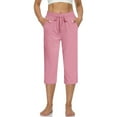 thumbnail image 5 of biudgviw Womens Capri Pants Elastic Waisted Soft Pajama Pants Athletic Running Cropped Pants with Pockets Summer Casual Trousers(Pink,X-Large), 5 of 7