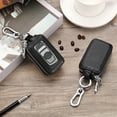 thumbnail image 3 of Pebbuoy Faux Leather Car Key Case Clear Window Keyring Chain Metal Hook Portable Remote Key Fob Holder Zipper Bag Protector Pouch Wallet, 3 of 6