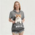 thumbnail image 2 of Pet Carrier Hoodie for Women Cat Dog Pouch Holder Solid Color Short Sleeve Hooded Sweatshirts Cute Casual Tops, 2 of 9