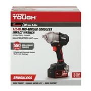 Hyper Tough 20V Max Brushless 1/2-inch Mid-Torque Cordless Impact Wrench with 4.0Ah Lithium-Ion Battery and Charger