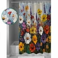 thumbnail image 3 of Small Stall Shower Curtain 36x78 Inch Narrow Half Size Vintage Wildflowers Bath Curtains Bathroom Decor Oil Painted Abstract Botanical Waterproof Fabric Shower Curtain Set with Hooks 36 Inch, 3 of 6