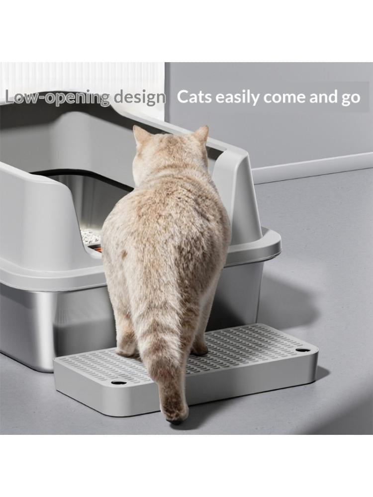 Yiran Stainless Steel Cat Litter Box, Light Gray, 50CM脳15CM Base
