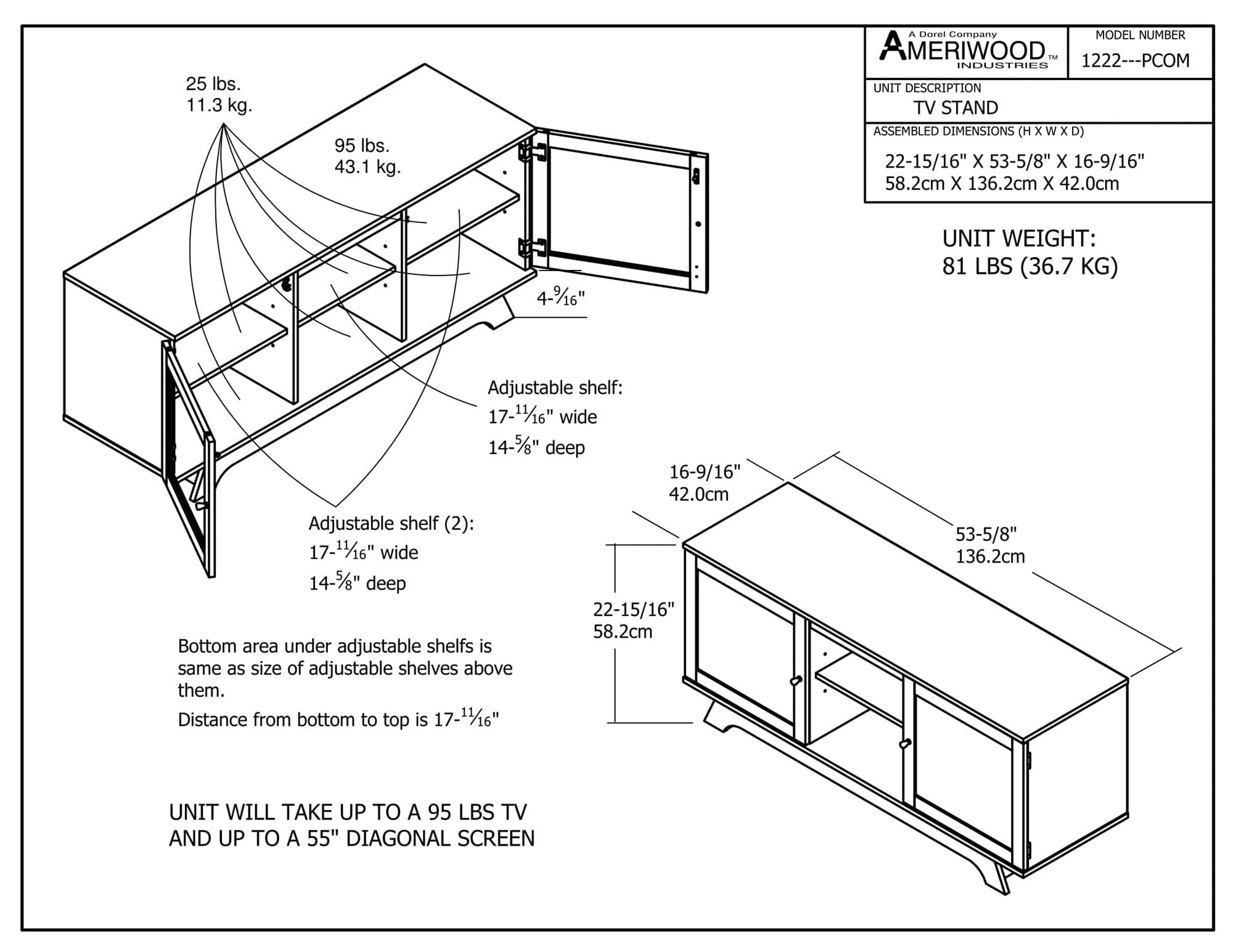 Ameriwood Home Englewood Tv Stand For Tvs Up To 55 Espresso