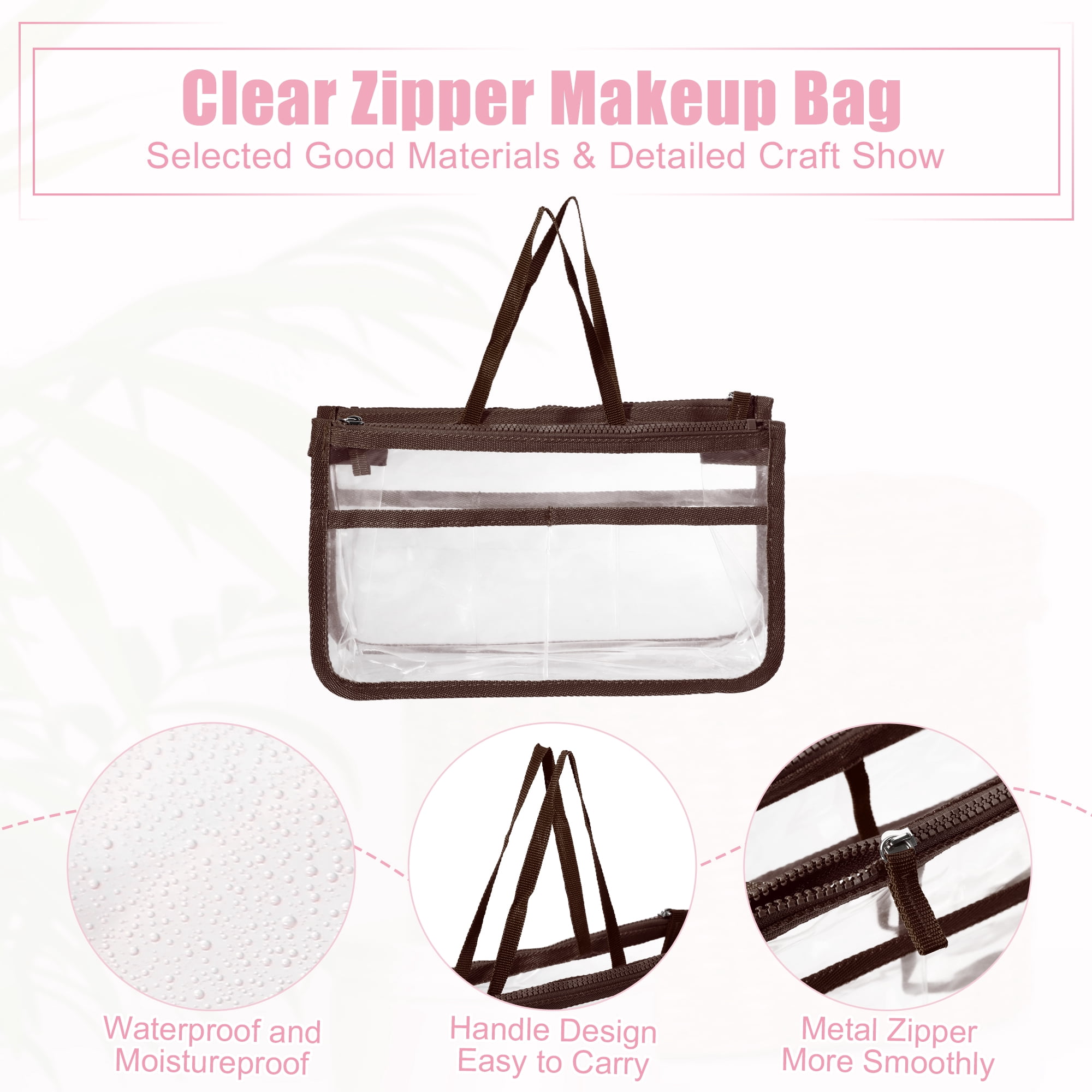 Unique Bargains 1Pc Clear Waterproof Polyvinyl Chloride Toiletry Bag Waterproof Brown
