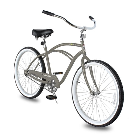 Tracer Bora 26'' Beach Cruiser Bike for Men,Matte Grey,Single Speed,Coaster Brake,26 inch Wheel Size,City Commute Bicycle for Adults