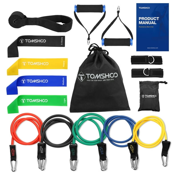 Labymos 17Pcs Resistance Bands Set Workout Fintess Exercise Bands Loop Bands  Tube Bands Door Anchor Ankle Straps Cushioned Handles with Carry Bags for  Home Gym Travel 