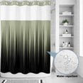 thumbnail image 2 of No Hook Shower Curtain, Sage Green Black Ombre Shower Curtains for Bathroom with See Through Top Window, Modern Abstract Striped Gradient Waterproof & Washable Bath Curtain 60"x72", 2 of 9