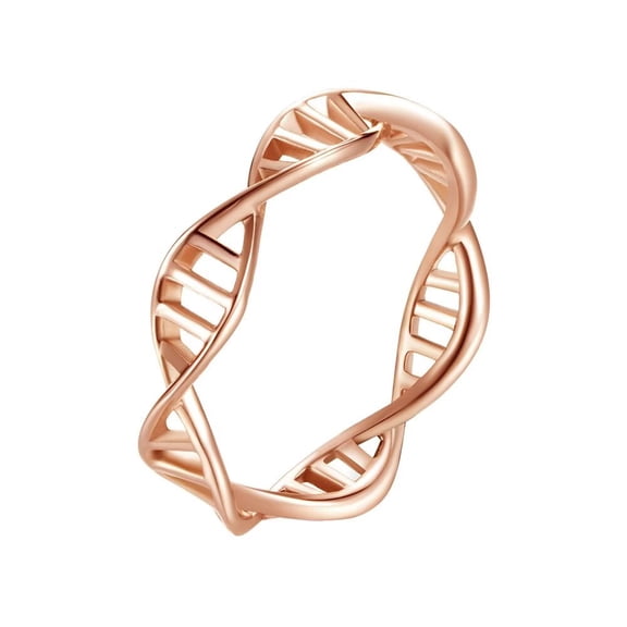 PAMTIER Women's Stainless Steel Minimalist Classic DNA Double Helix Ring Rose Gold Size 8