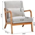 thumbnail image 4 of PAPROOS Mid-Century Modern Accent Chair, Fabric Arm Chair with Solid Wood Frame and Pillow, Upholstered Armchair Comfort Reading Chair Lounge Chair for Living Room Bedroom Sunroom, Beige, 4 of 10