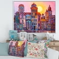 thumbnail image 2 of Designart 'Afternoon Street Scene In Old Town With Colorful Buildings' Mid-Century Modern Framed Canvas Wall Art Print, 2 of 5