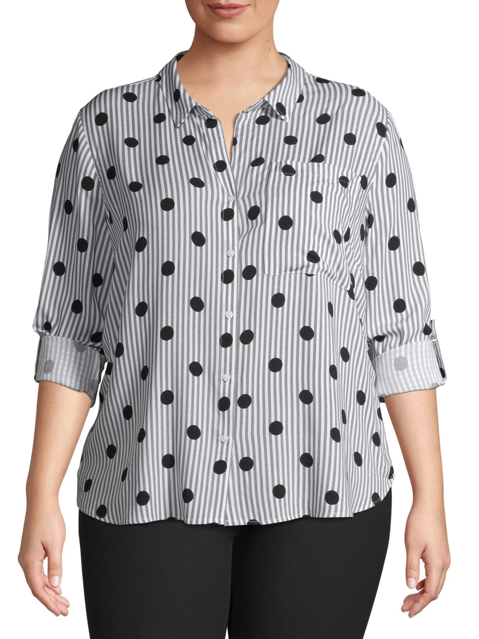 Como Blu Como Blue Women's Plus Size Button Front Pocket Shirt