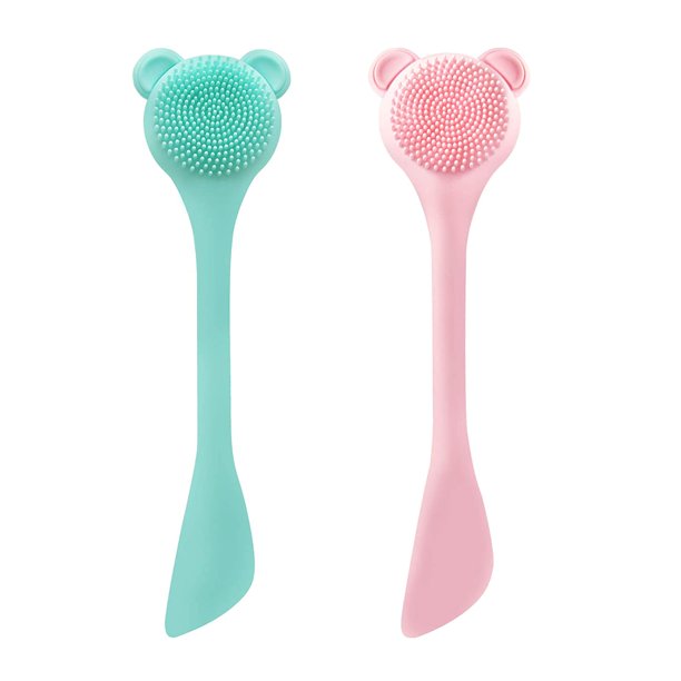 Cepillo de silicona para lavado de cara 2pcs - Verde de dibujos animados + Polvo Xemadio LRWJ432-1