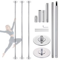 Yescom 3 pack 9.25 FT Spinning Static Dancing Pole Kit for Fitness Studio Club Silver