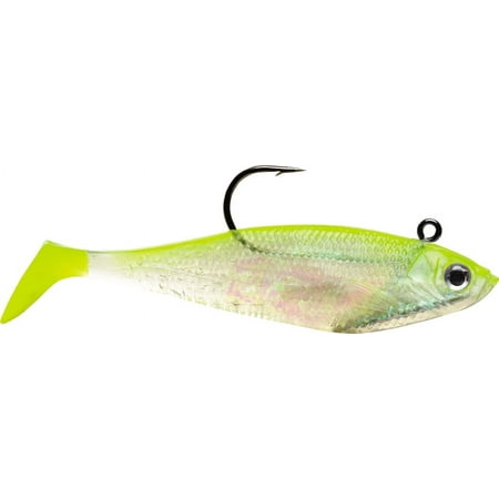 UPC: 0039984915673 | Storm WildEye Swim Shad 4 Fishing Lure 7/16oz Shiner Chartreuse Silver 3pcs