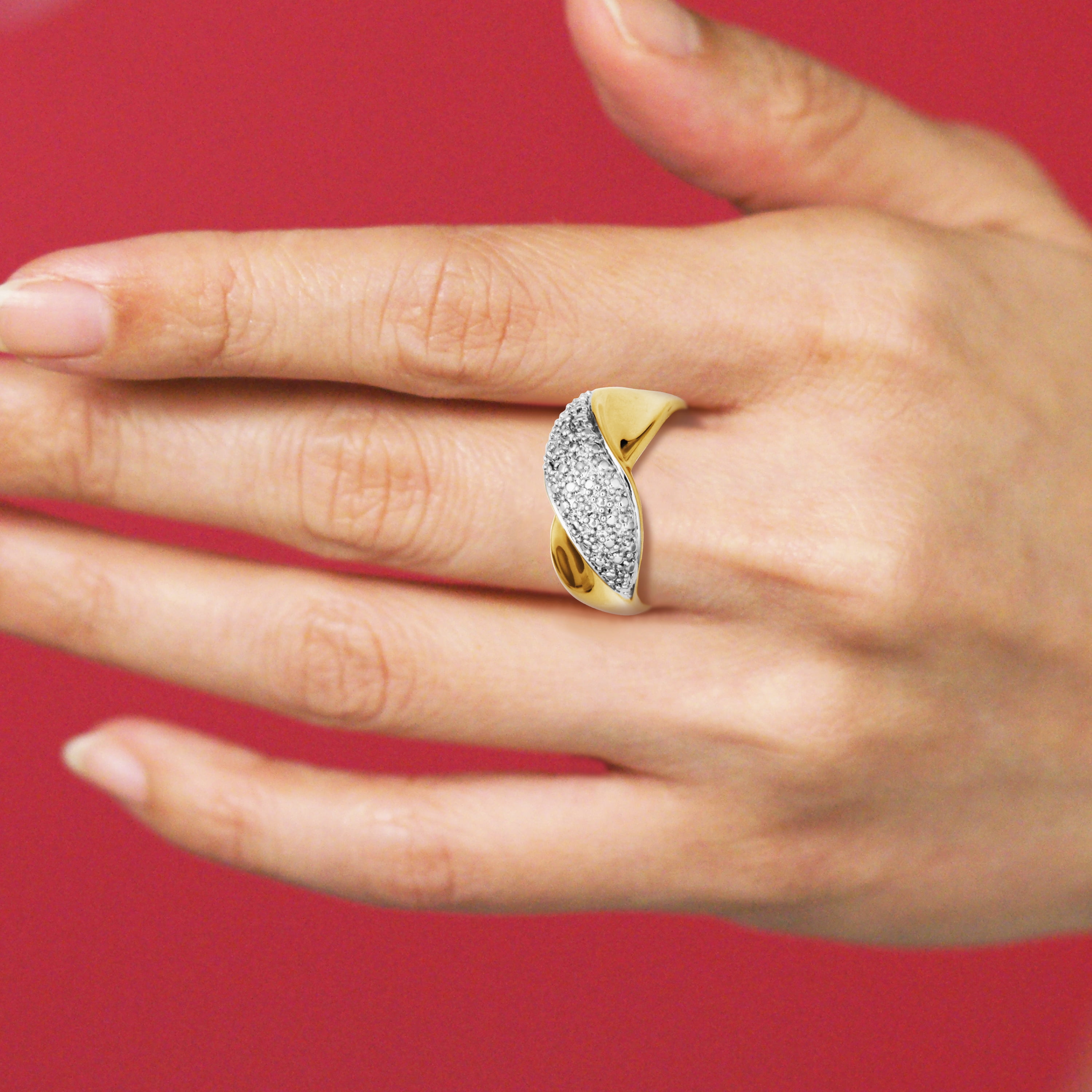 Forever Facets Diamond Accent 3-Piece Fashion Ring Set in 18k Yellow Gold over Bronze, Adult Female