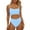 Light Blue, variant on WAYUTE One Piece Swimsuit Women Neck Cut Out Front Lace Up Back High Cut Monokini Swimsuit