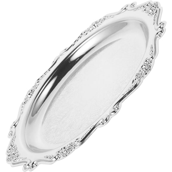 Silver Round Serving Tray – 9.8 in,Decorative Platter & Storage Organizer for Kitchen & Bathroom, Elegant Serving Plate for Entertaining & Display(RL Silver 1 PC)